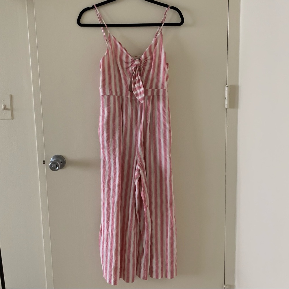 Pink and White Striped Jumpsuit